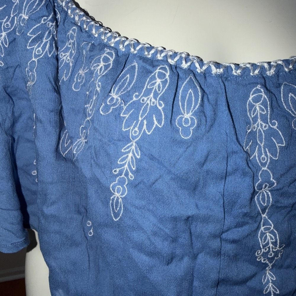 Ashley Stewart Off Shoulder Embroidered Top NWT Size 22 Flutter Sleeves - Picture 3 of 6